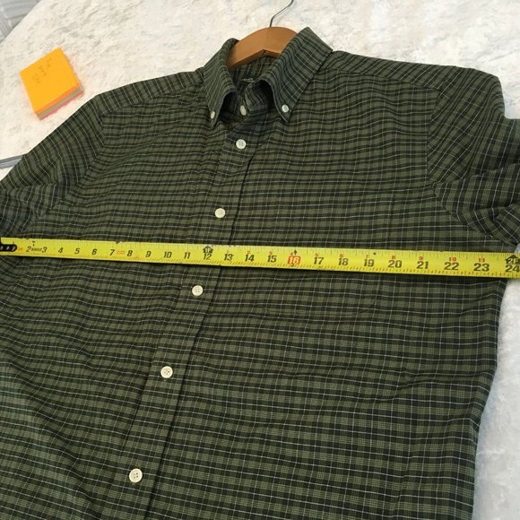 Eddie Bauer Mens Green Plaid Long Sleeve Collared Button Up Shirt Size Large - Picture 7 of 9
